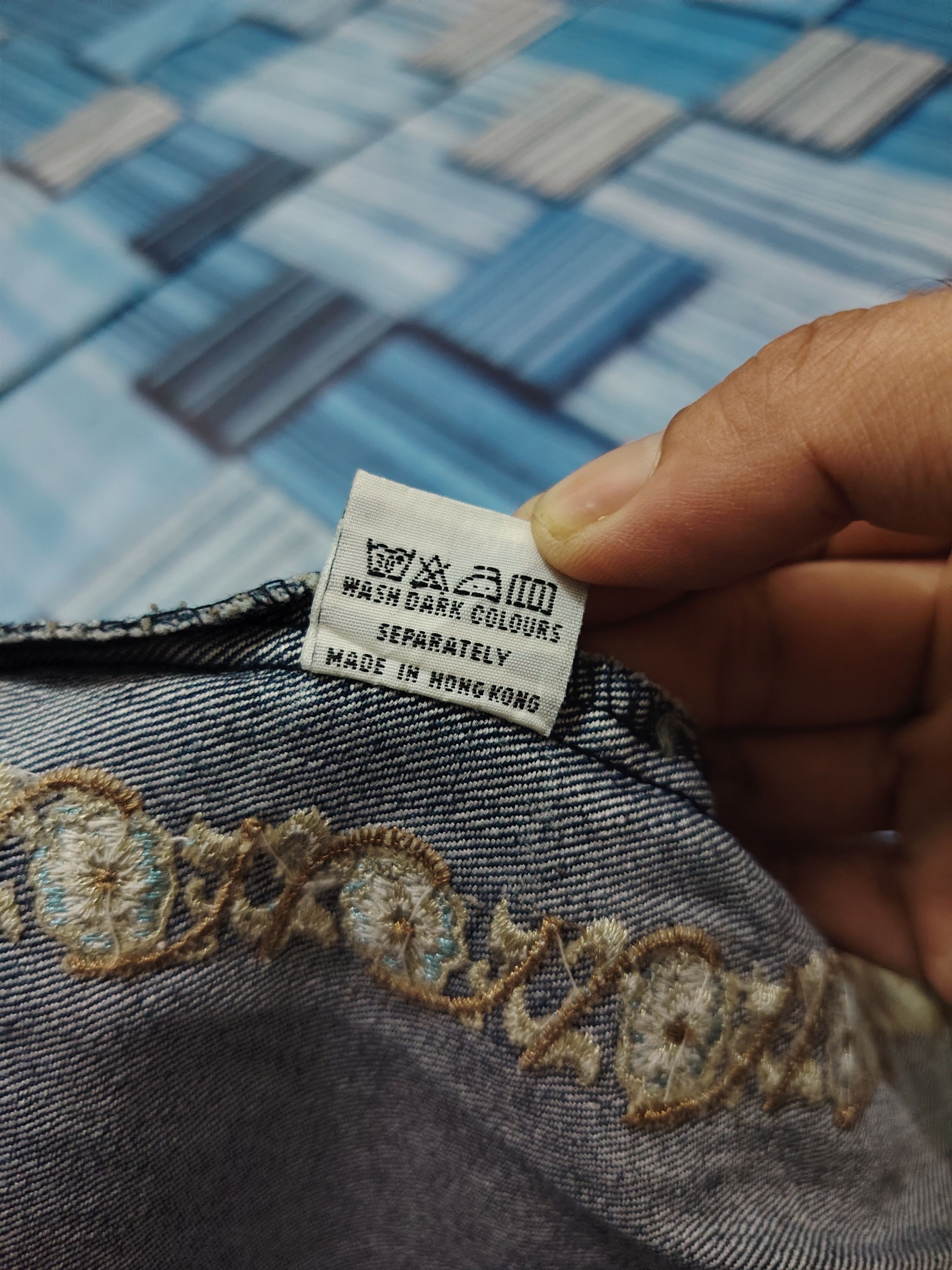 If Six Was Nine × Japanese Brand Insane Bootcut Aofeng Flower Embroidered Side Flared Jeans Size US 30 / EU 46 - 13 Thumbnail