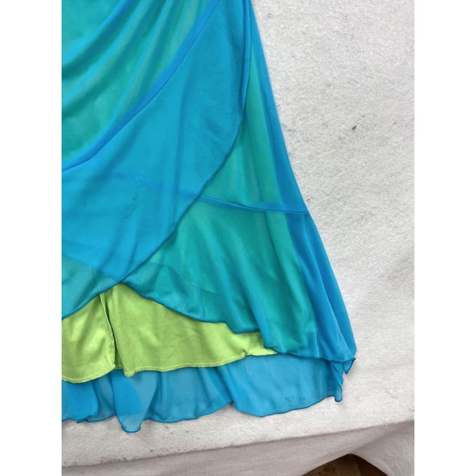 Vintage Studio Y Spaghetti Strap Layered Dress Unisex Adults L Blue & Green Knee Length Sundress Womens/Mens Size L / US 10 / IT 46 - 5 Thumbnail