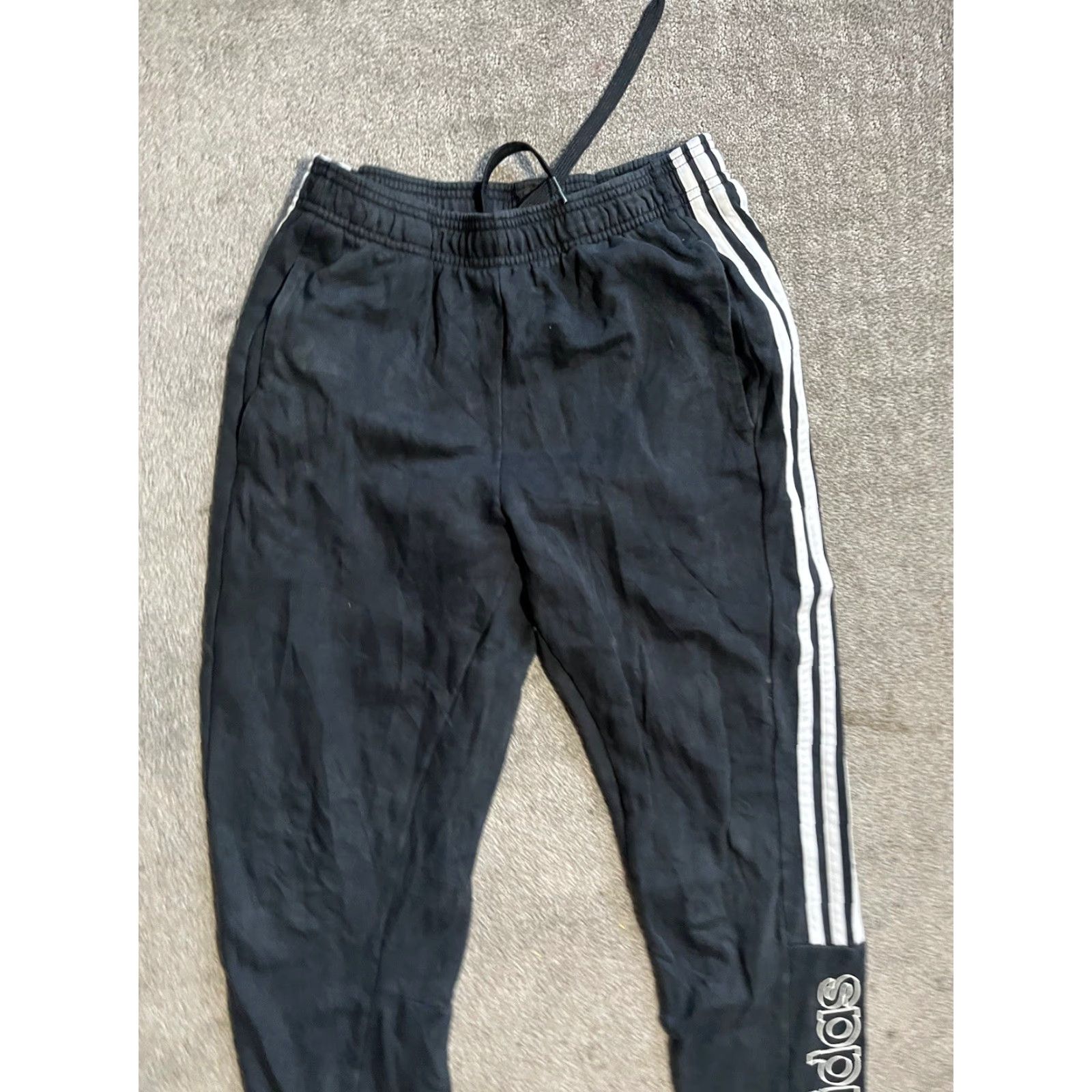 Adidas Adidas Sweatpants Pants Black White Stripe Athletic Men Small Fleece Size US 33 - 2 Thumbnail