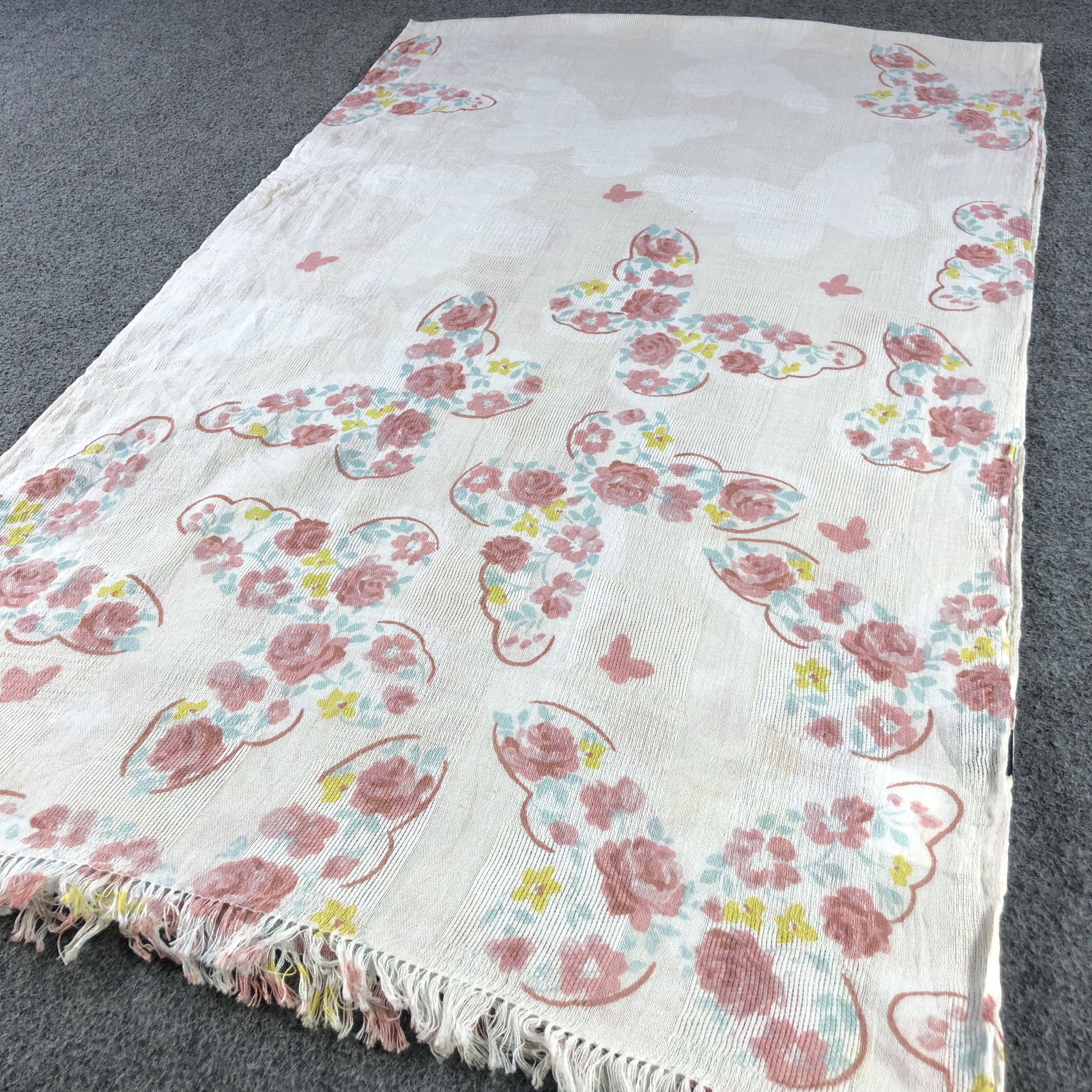 Hanae Mori Hanae Mori Floral Cotton Stole Scarf Muffler V2850 Size ONE SIZE - 3 Thumbnail