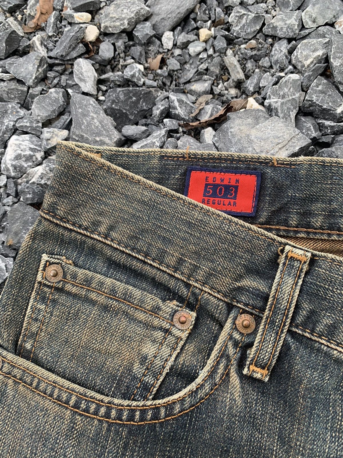 Edwin VINTAGE EDWIN 503ZZ RUSTY MUDWASH JAPANESE DISTRESSED DENIM Size US 30 / EU 46 - 14 Thumbnail