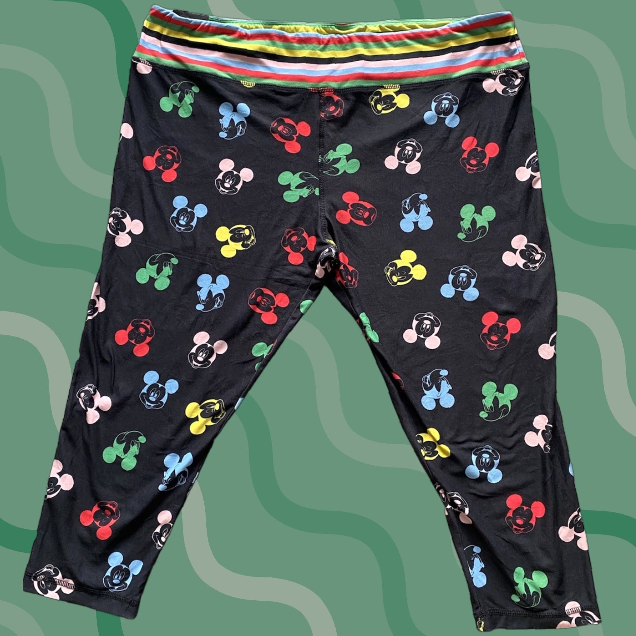 Disney Disney Mickey Mouse Leggings Women 1X Cropped Black Multicolor Size 40" / US 18 - 1 Thumbnail
