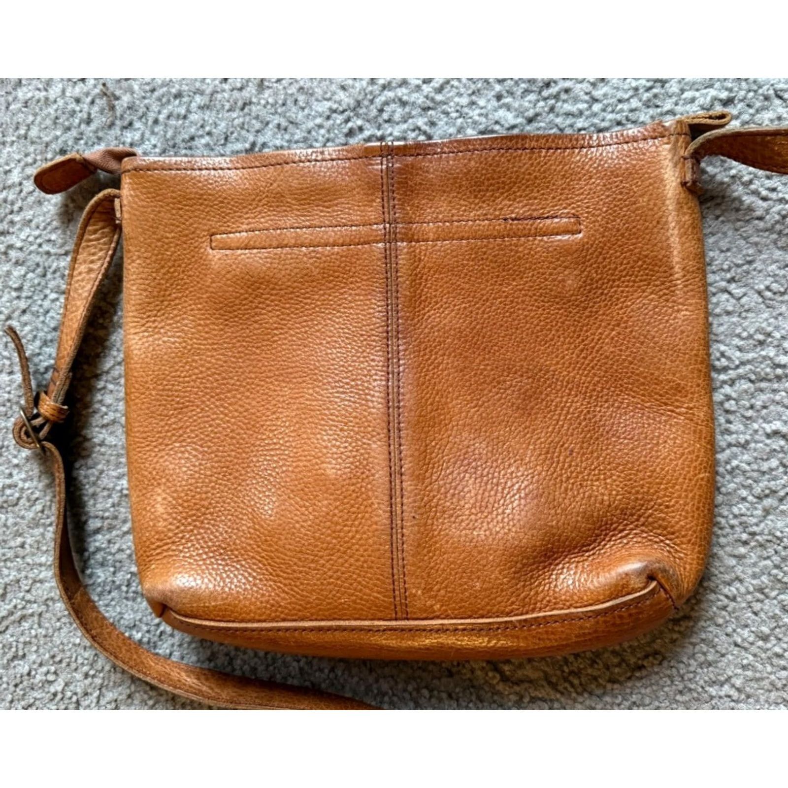 Vintage Duluth Brown Pebbled Leather Satchel Shoulder Tote Bag Crossbody Medium Unisex Adults Leather Adjustable Strap Size ONE SIZE - 3 Thumbnail