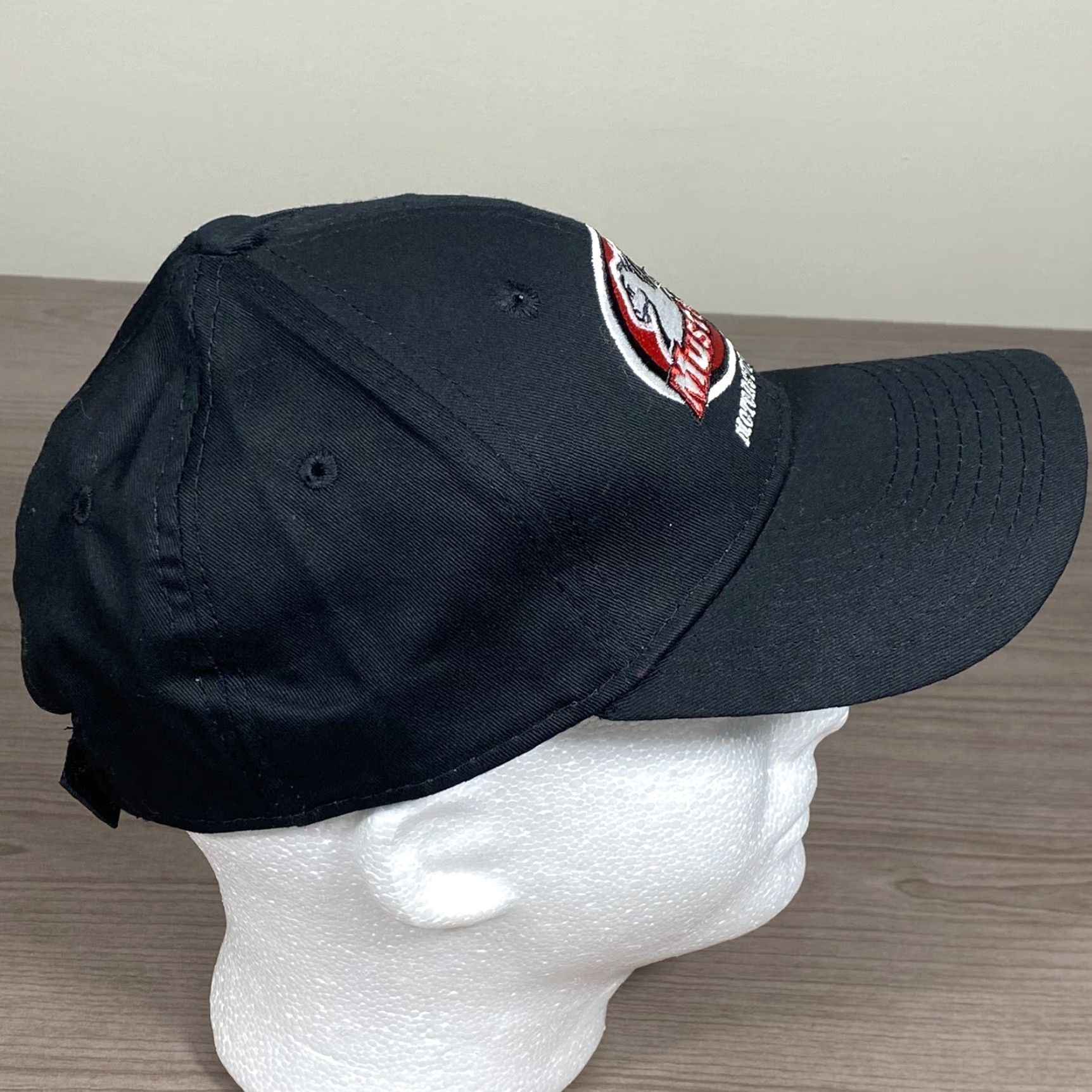Vintage MUSTANG MOTORCYCLE SEATS Baseball Cap Hat Adjustable Strap Black 100% Cotton Men One Size Velcro Logo Advertising Memorabilia Size ONE SIZE - 4 Thumbnail