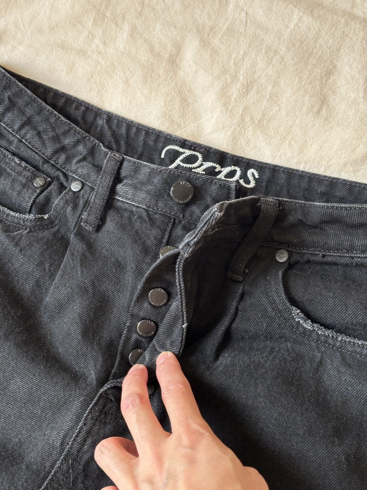 Prps PRPS Black Wide Leg Relaxed Denim Jeans Size US 31 - 3 Thumbnail