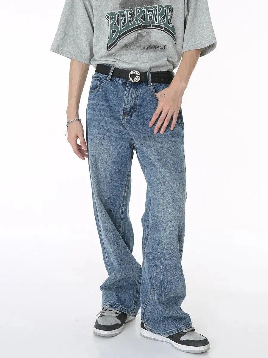 Japanese Brand Retro straight leg loose ripped jeans Size US 32 / EU 48 - 3 Thumbnail