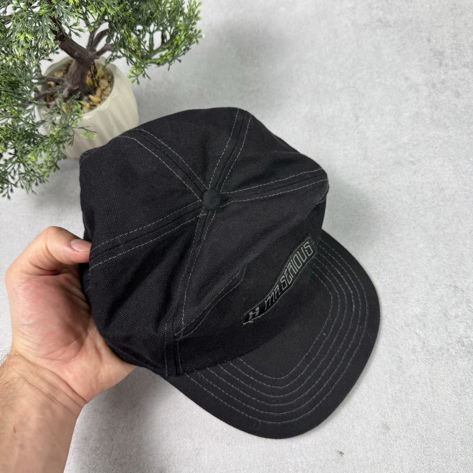 Vintage Mr. Serious Unknown Cap Black 6 Panel Snapback Canvas Size ONE SIZE - 6 Thumbnail