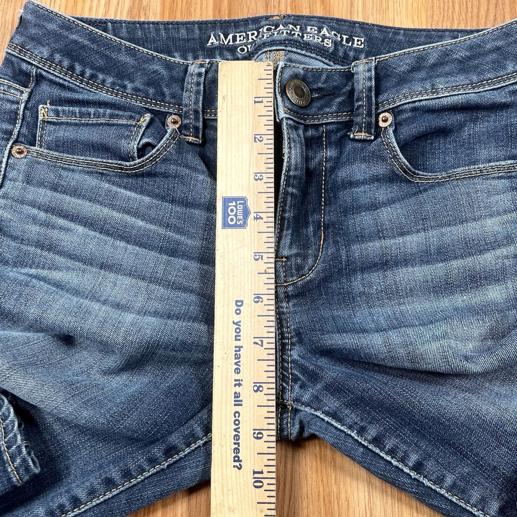 American Eagle Outfitters American Eagle Outfitters Jeans Women's 4 Short Blue Wash Denim Super Skinny Size 27" / US 4 / IT 40 - 7 Thumbnail