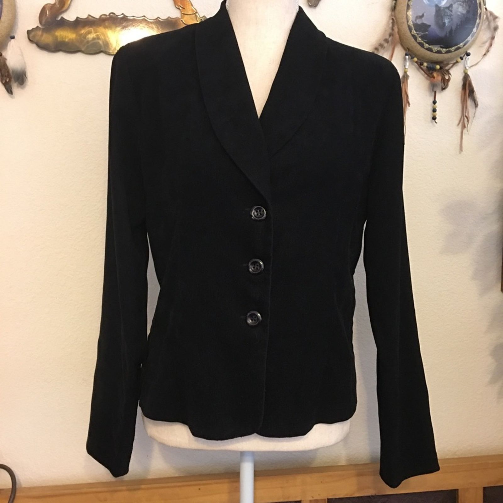 Vintage Vintage “I” Countess black textured career jacket Size L / US 10 / IT 46 - 1 Thumbnail