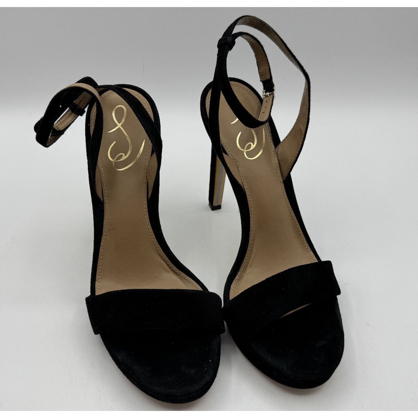 Sam Edelman Sam Edelman Bianka Sling Black Suede Heels w/ Ankle Straps Size US 8.5 / IT 38.5 - 2 Thumbnail