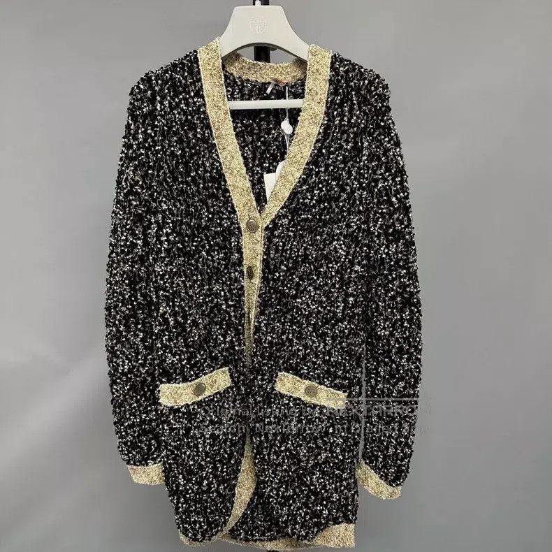 Chanel Chanel Tweed Egyptian gold silk knitted coat Size XS / US 0-2 / IT 36-38 - 1 Thumbnail