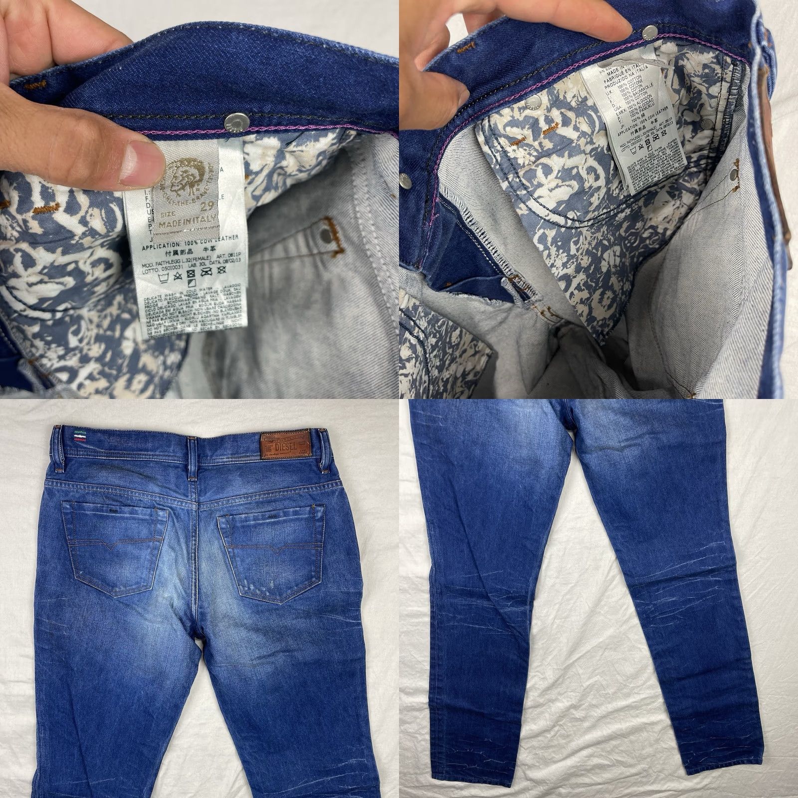 Diesel Diesel Jeans 29X32 Faithlegg Regular Straight Denim 0811P Womens Jeans Blue 5-Pocket Logo Zipper Embroidered Comfort Stretch Size 29" - 9 Thumbnail