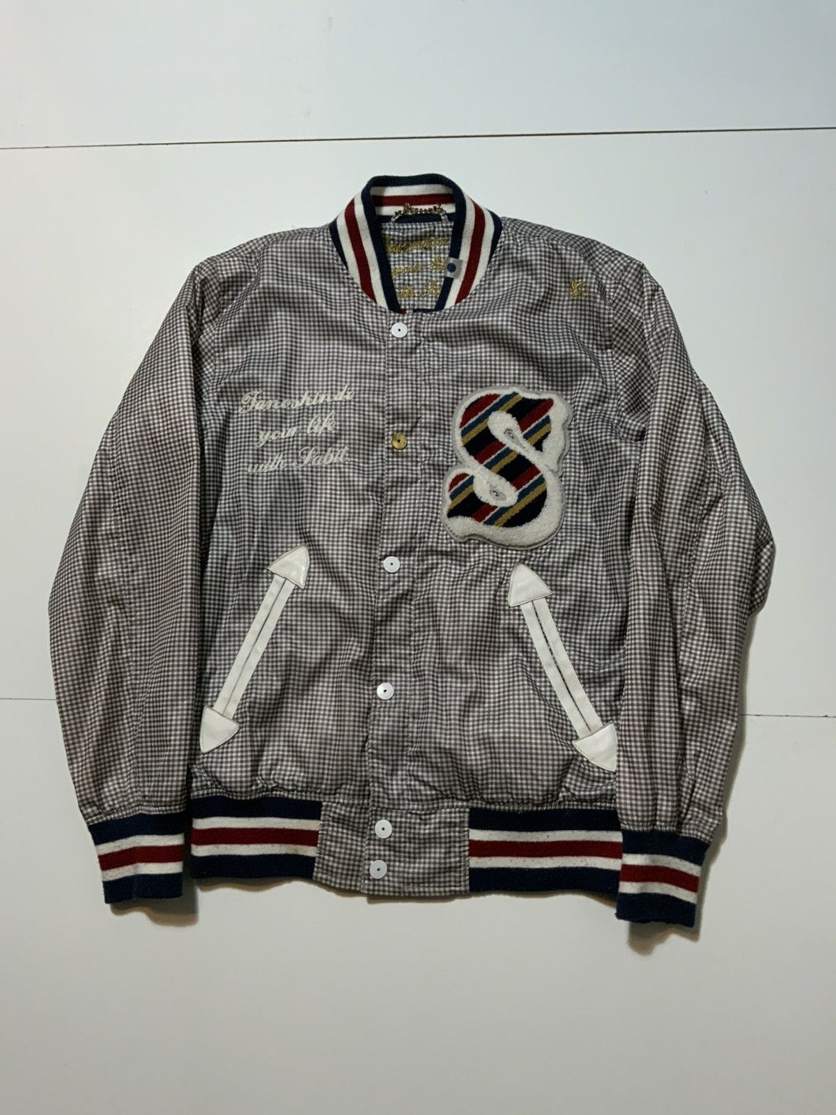 SABIT Sabit NYC Tanoshinde Varsity Windbreaker Zip Bomber Jacket Size US S / EU 44-46 / 1 - 1 Thumbnail