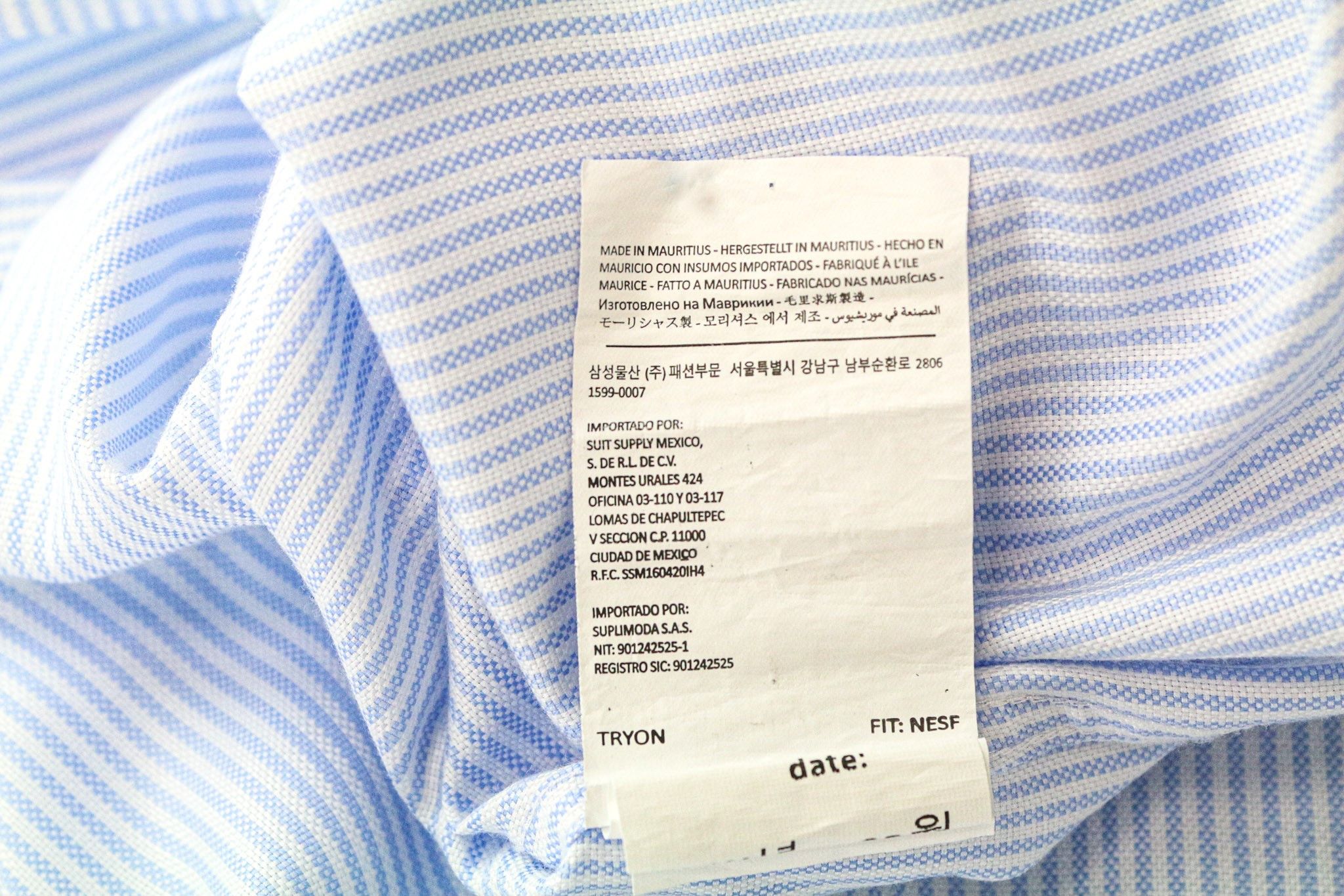 Suitsupply TRY ON XS 45/17 3/4 Blue Pinstriped Shirt 86602 Size 44R - 7 Thumbnail