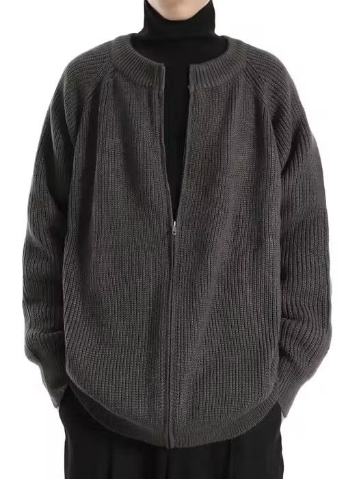 image of Vintage Zipper Turtleneck Sweater in Grey, Men's (Size Large)