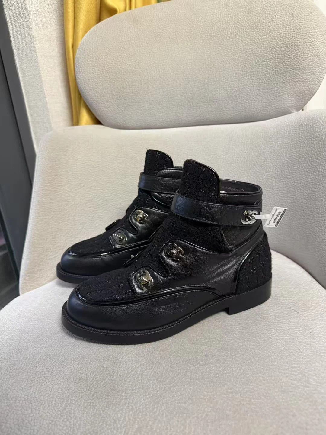 Chanel Chanel SS Logo Short Boot Black Color Block 37.5 EU 99New Size US 6.5 / IT 36.5 - 1 Thumbnail