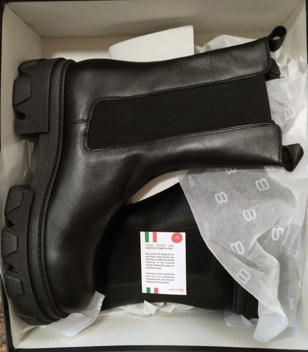 8 by YOOX Made in Italy by 8 Gothic black leather size 10.5/11 Size US 10.5 / IT 40.5 - 1 Thumbnail