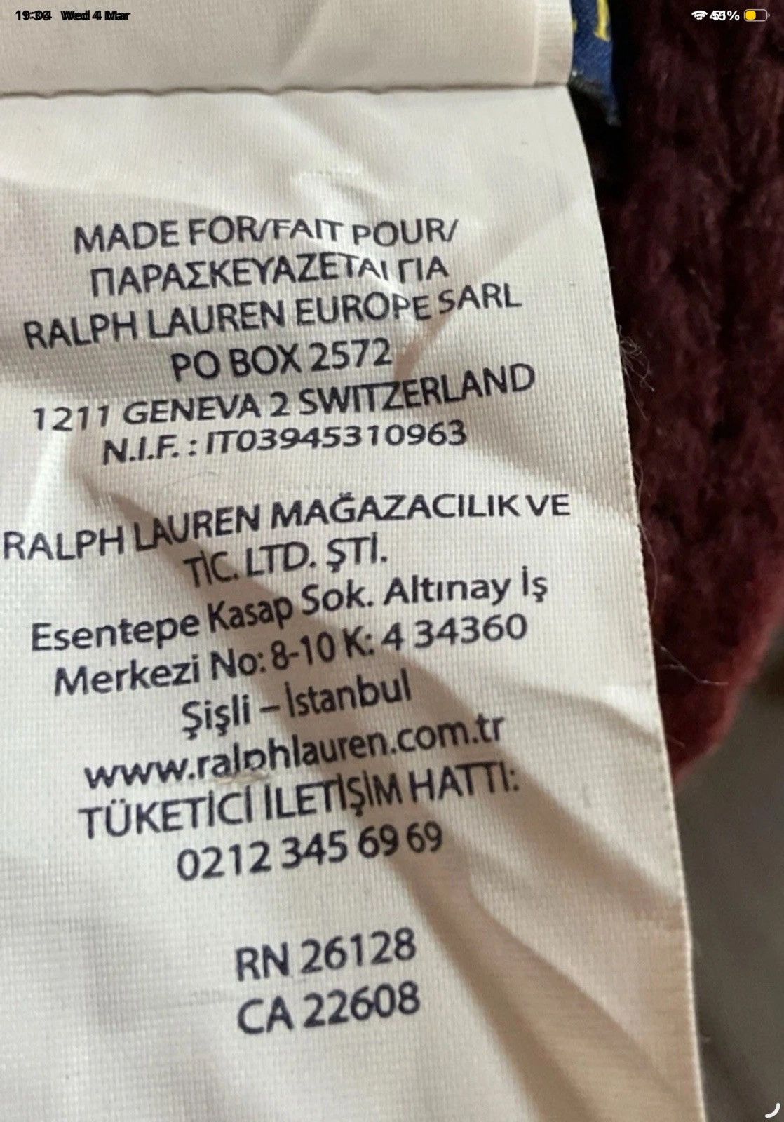 Polo Ralph Lauren Men’s Original Ralph Lauren Polo Scalf In Navy And Burgundy Size 44 - 7 Thumbnail