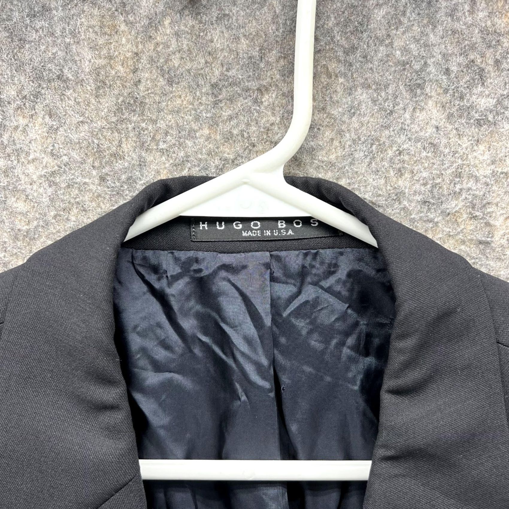 Hugo Boss HUGO BOSS Blazer Men 46R Black Wool Regular Single-Breasted 3-Button Jacket Coat Dress Suit Formal Business Casual Vintage No Size 46R - 2 Thumbnail