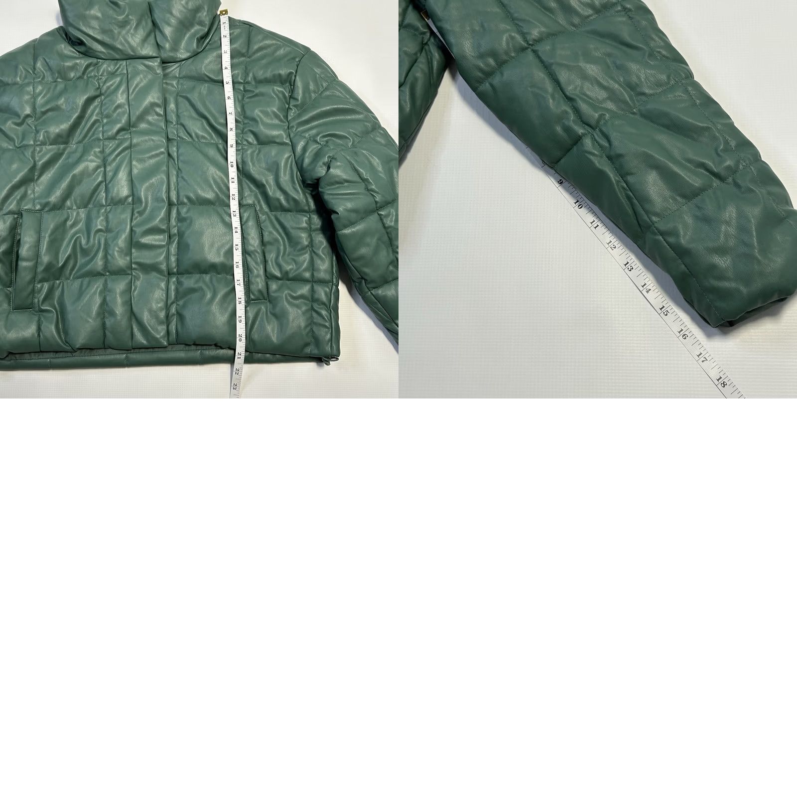 Vintage VINTAGE Windsor Love Tree Vegan Leather Puffer Crop Jacket Womens L Green Size L / US 10 / IT 46 - 10 Thumbnail