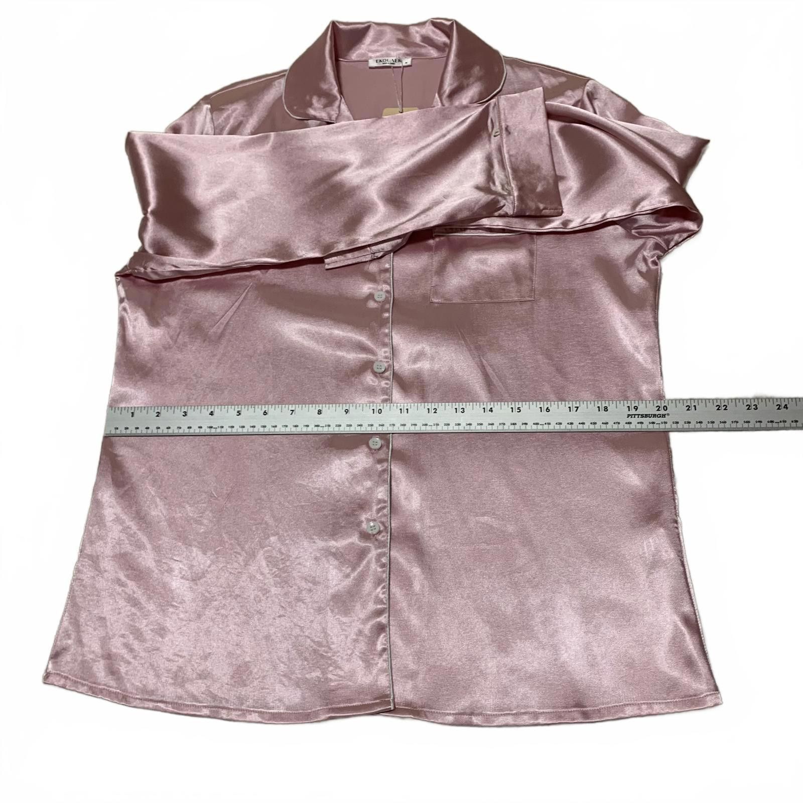 Other Ekouaer Women's Satin Pajama Top Medium Pink Size ONE SIZE - 6 Thumbnail