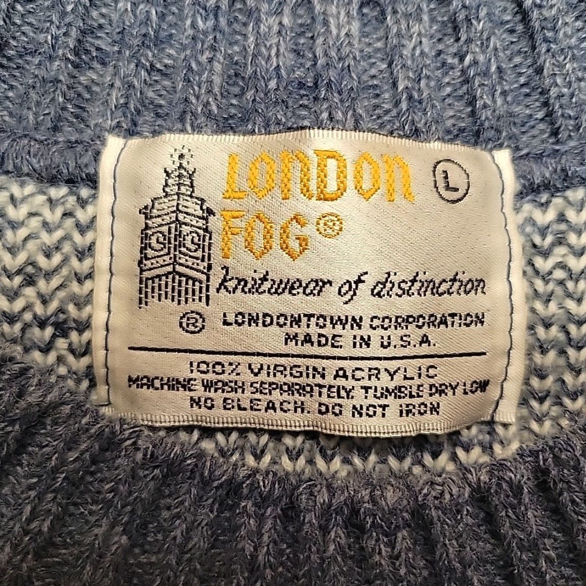 London Fog VINTAGE London Fog Sweater Mens L Blue White Geometric Knit Grandpa Made USA Vintage Size US L / EU 52-54 / 3 - 5 Thumbnail