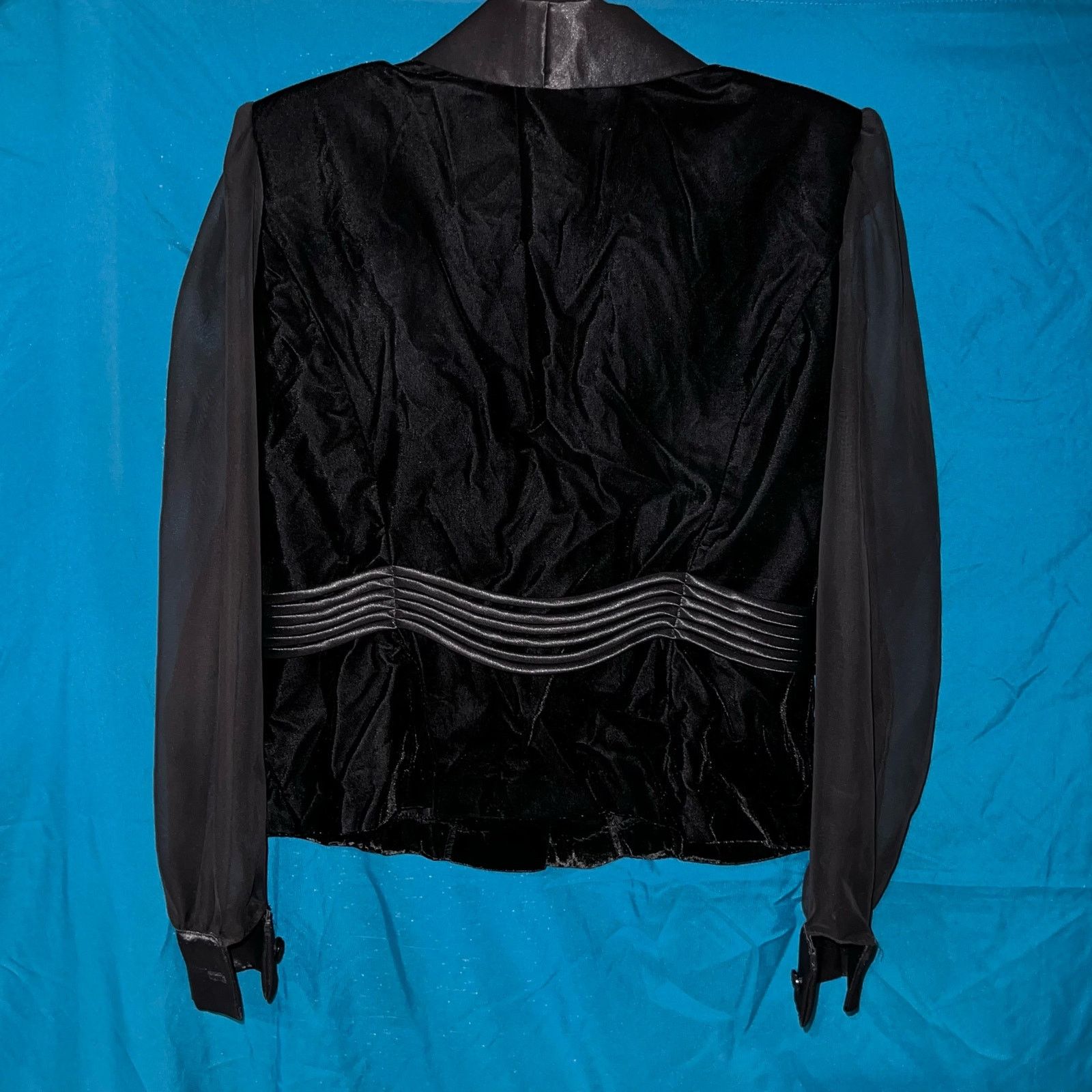 Other R&K Blazer Petite Women's Vintage Velvet Chiffon Sleeves Size L / US 10 / IT 46 - 2 Thumbnail