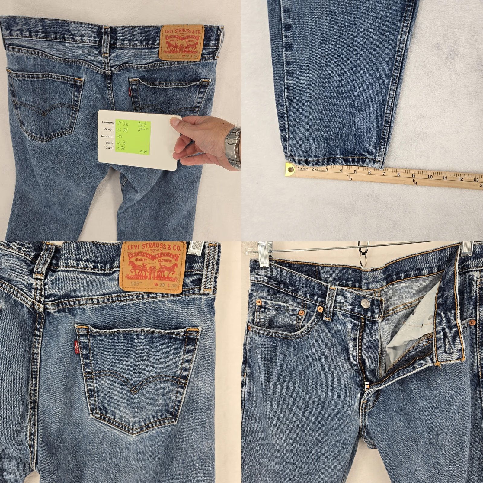 Levi's Levi's 505 Jeans Mens Regular Fit Straight Leg Blue Denim Zip Fly Pockets Size US 33 - 8 Thumbnail