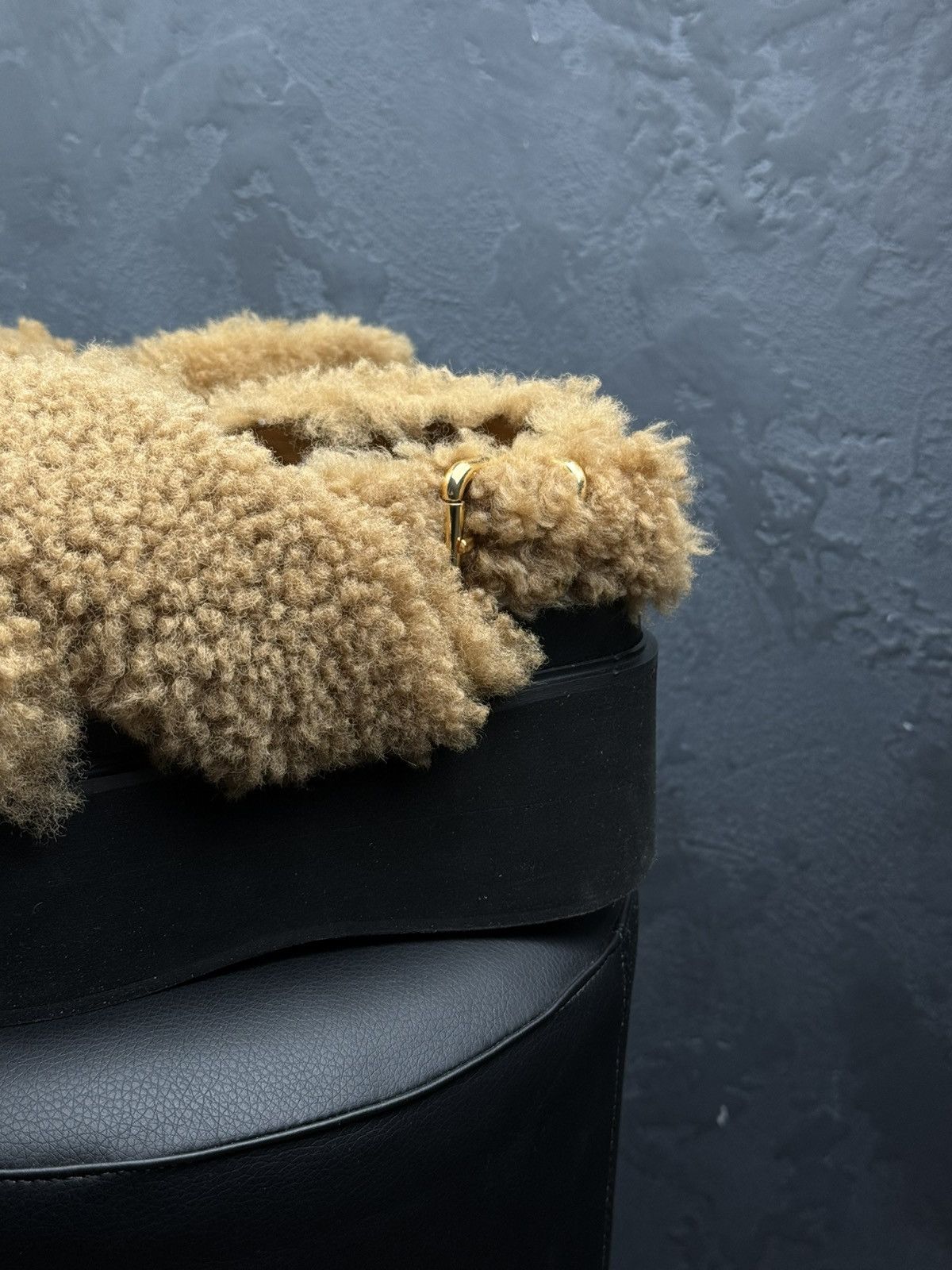 Marni Marni Beige Shearling Fussbett Shoes Black Rubber Platform Size US 10 / IT 40 - 4 Thumbnail