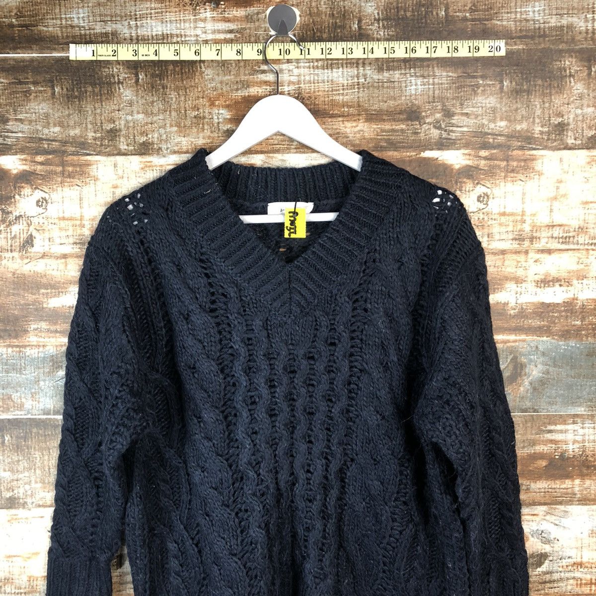 Homespun Knitwear × Japanese Brand Mila Owen Dark Blue cable Knitwear #A2055 Size L / US 10 / IT 46 - 2 Thumbnail