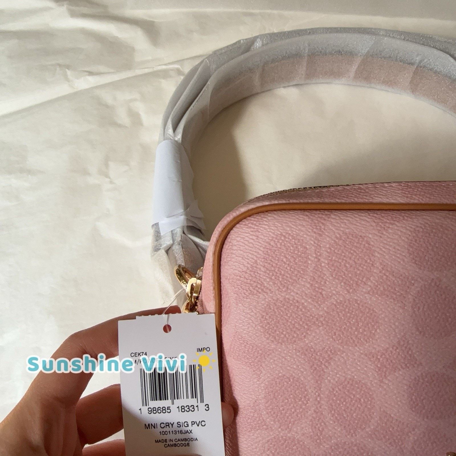 Coach NWT Coach CEK74 Mini Carey Crossbody Bag Charms Powder Pink Size ONE SIZE - 7 Thumbnail