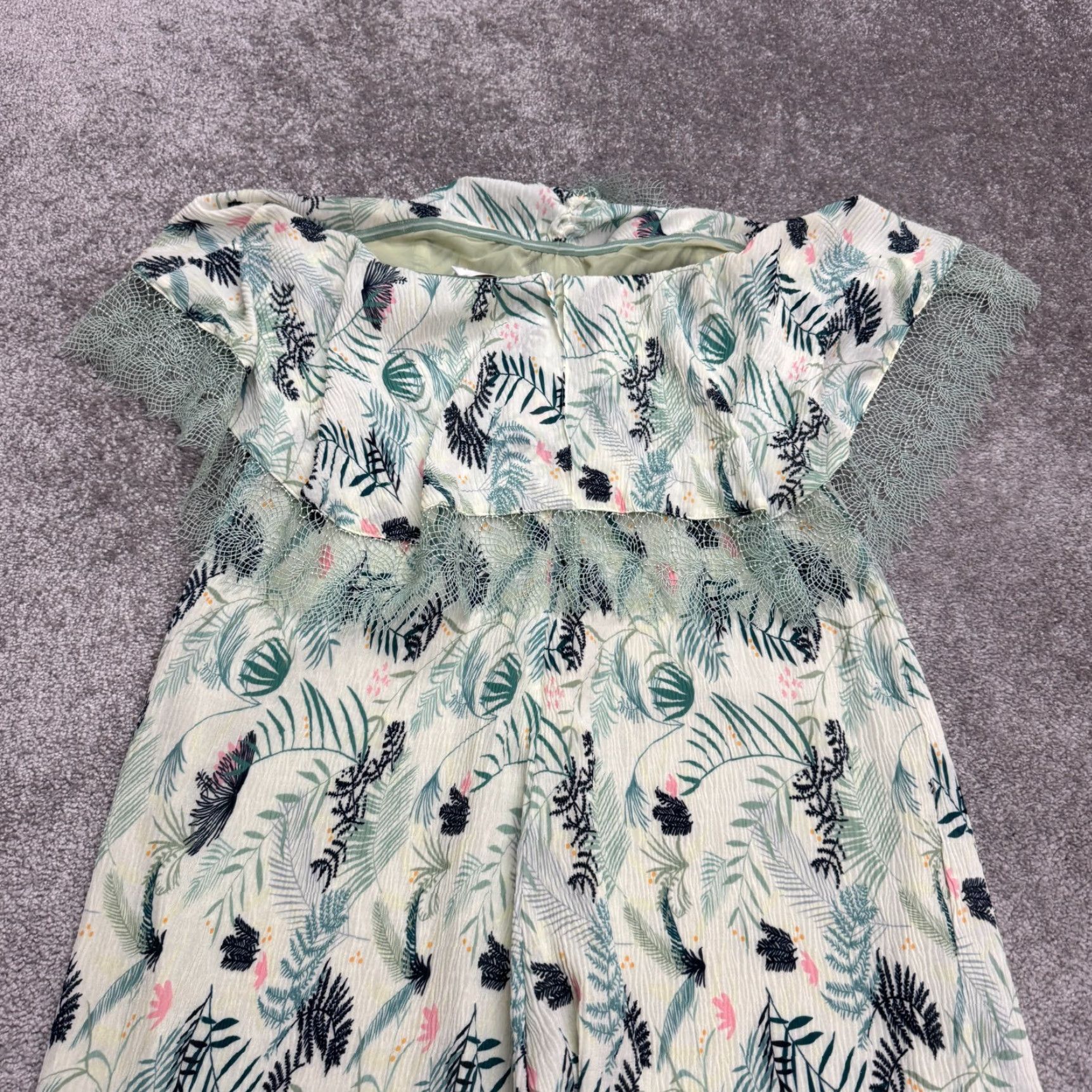 Vintage Foxiedox Jumpsuit Women Large Green Floral Sleeveless Wide-Leg Size 36" / US 14 / IT 50 - 4 Thumbnail