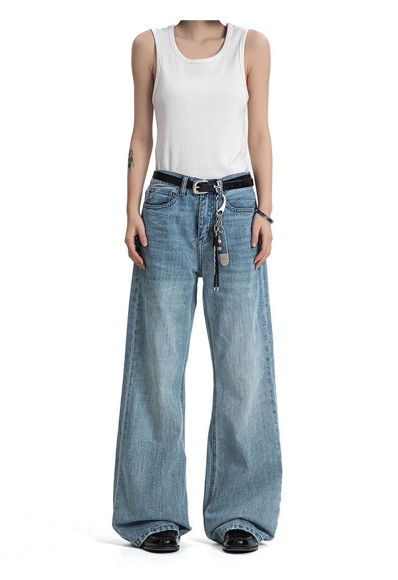 Japanese Brand Light-colored retro washed casual flared loose jeans Size US 32 / EU 48 - 1 Thumbnail