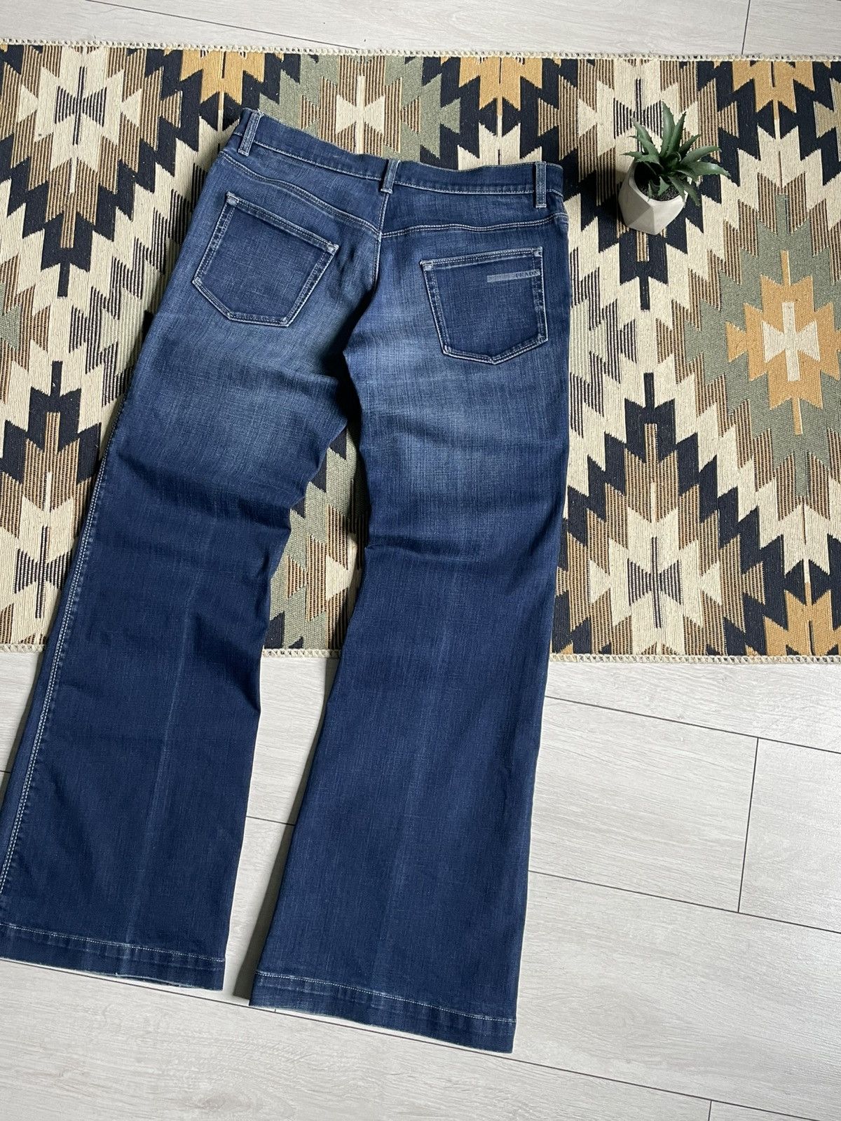 Vintage Vintage Prada Baggy Y2K Denim Flared Jeans Size 30" / US 8 / IT 44 - 3 Thumbnail