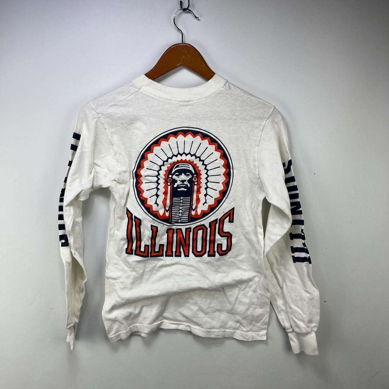 Fruit Of The Loom Vintage 80s Illinois Fighting Illini Long Sleeve Shirt Small Size ONE SIZE - 5 Thumbnail