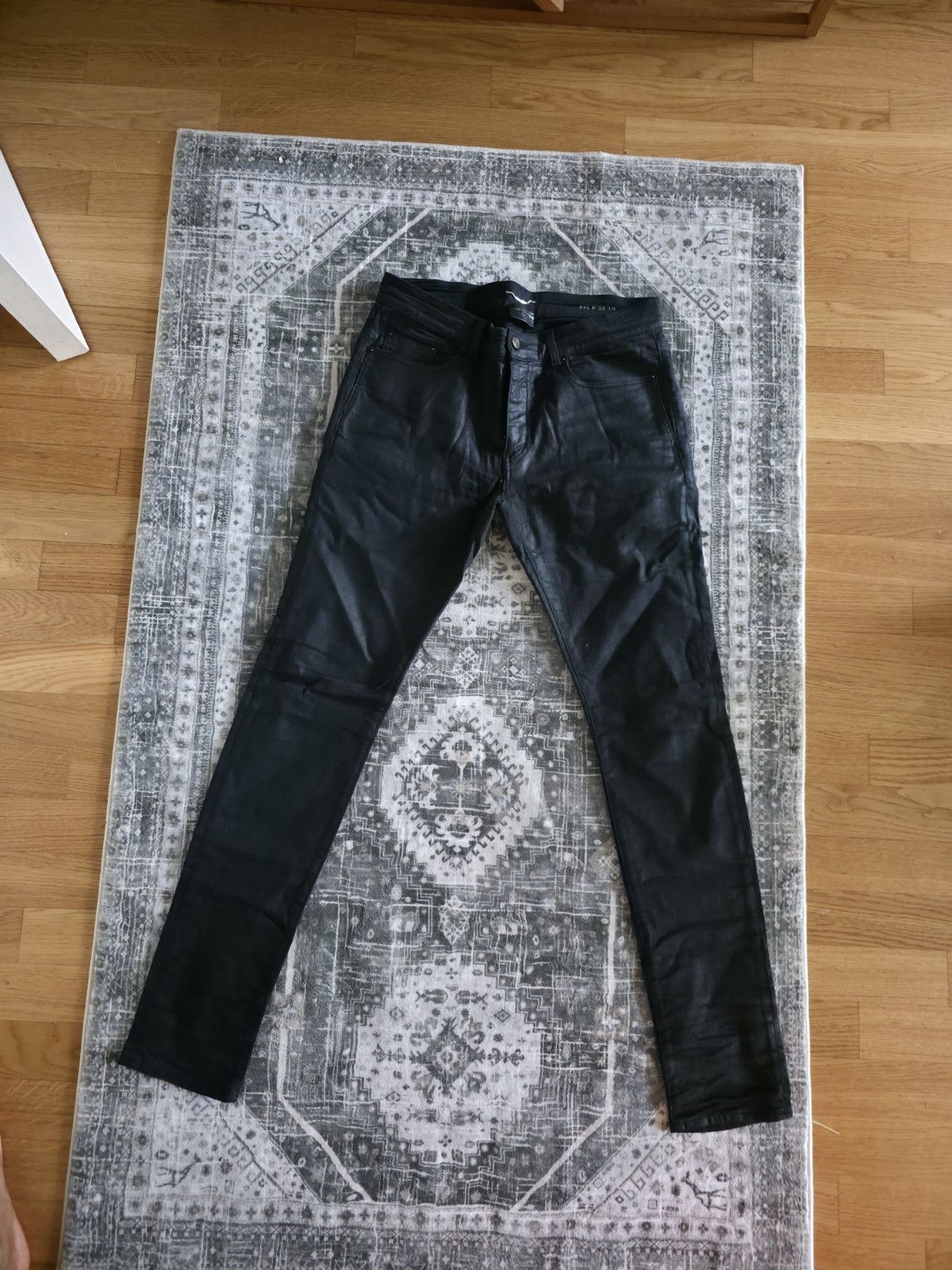Saint Laurent Paris Saint Laurent Waxed Black Denim DO2 M/SK-LW Size US 33 - 1 Thumbnail