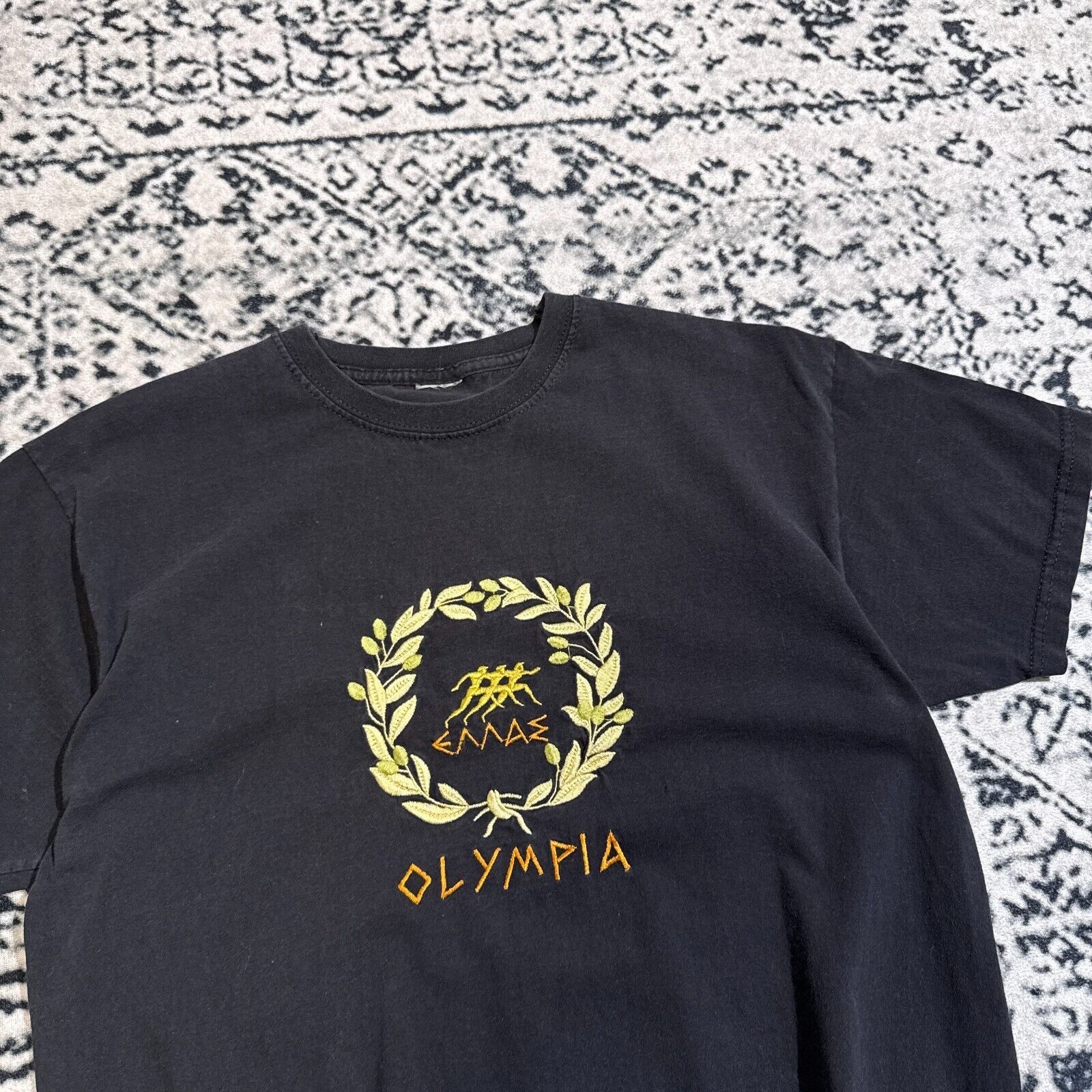 Vintage Vintage Black Cotton T-Shirt Size M Olympia Olymp Zeus 90s Size M / US 6-8 / IT 42-44 - 4 Thumbnail