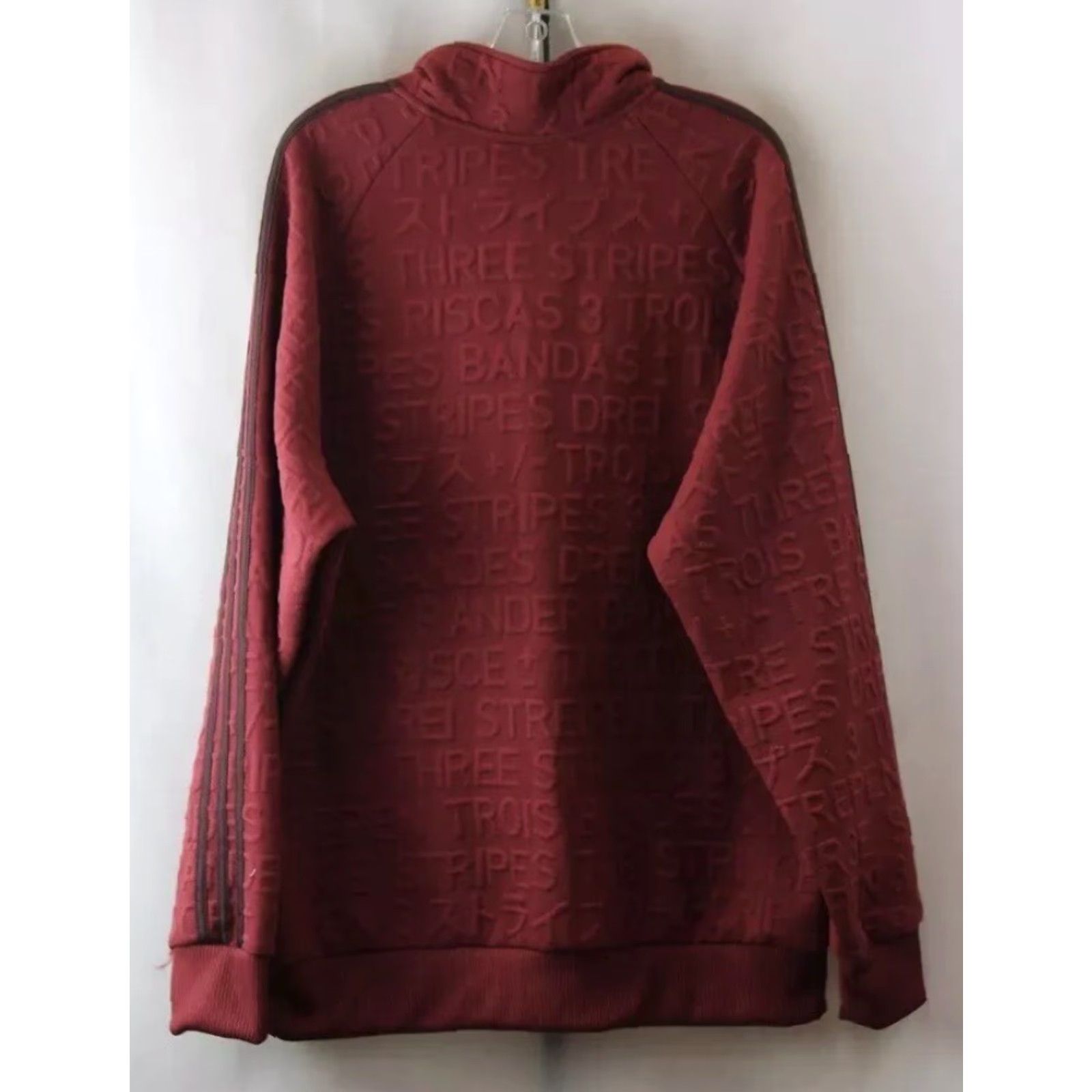 Adidas NEW Adidas Maroon Embossed Graphic ZipUp Track Suit Jacket XL Men’s Size 46R - 2 Thumbnail