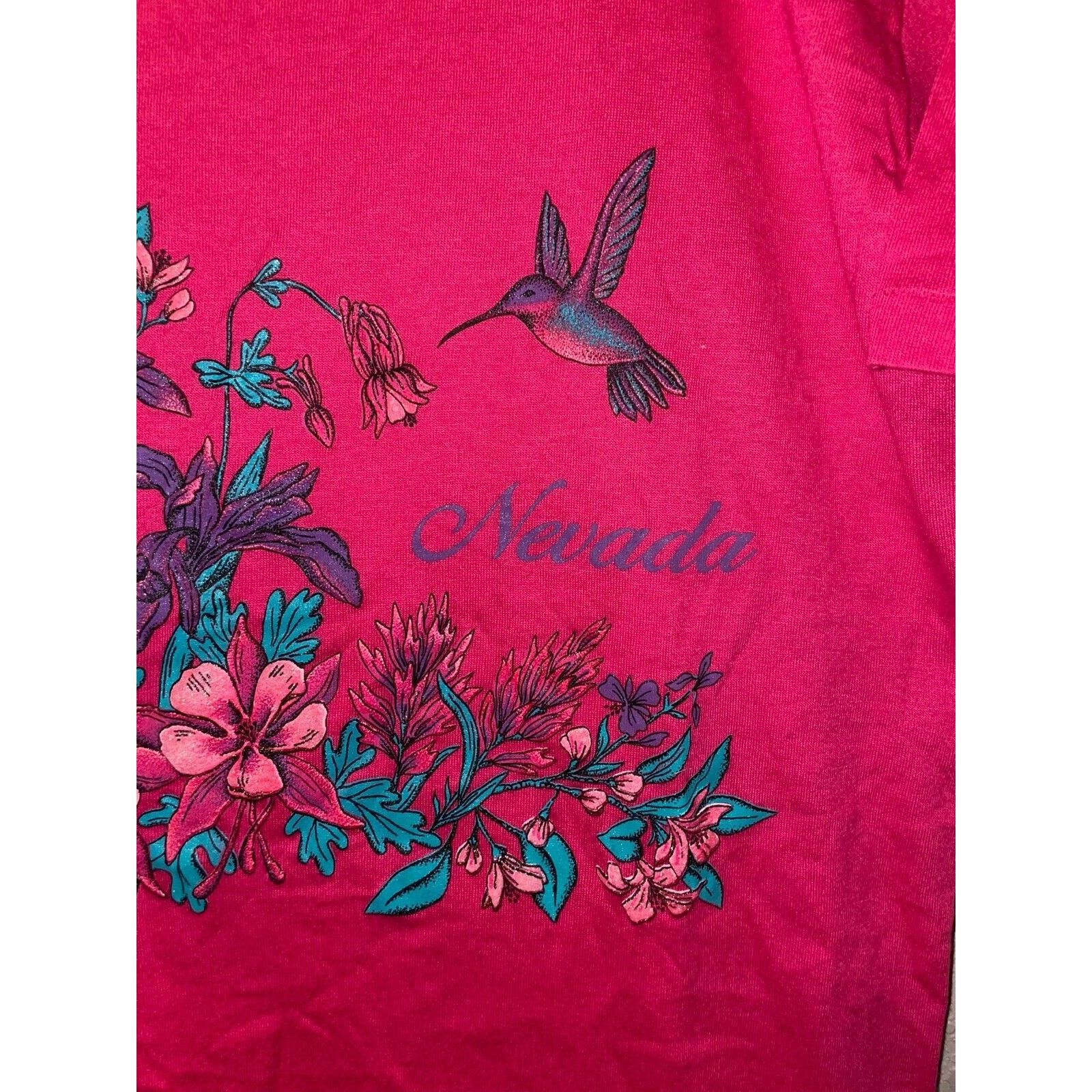 Jerzees Vintage Nevada Shirt Tee Pink Flower Jerzees Graphic 90s M Size US M / EU 48-50 / 2 - 2 Thumbnail