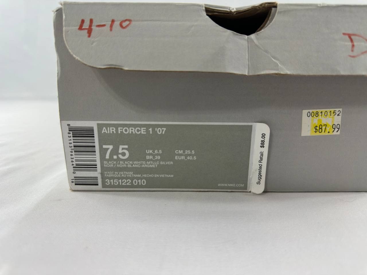 Nike Nike Air Force 1 '07 'Black Silver' 2010 Size US 7.5 / EU 40-41 - 17 Thumbnail