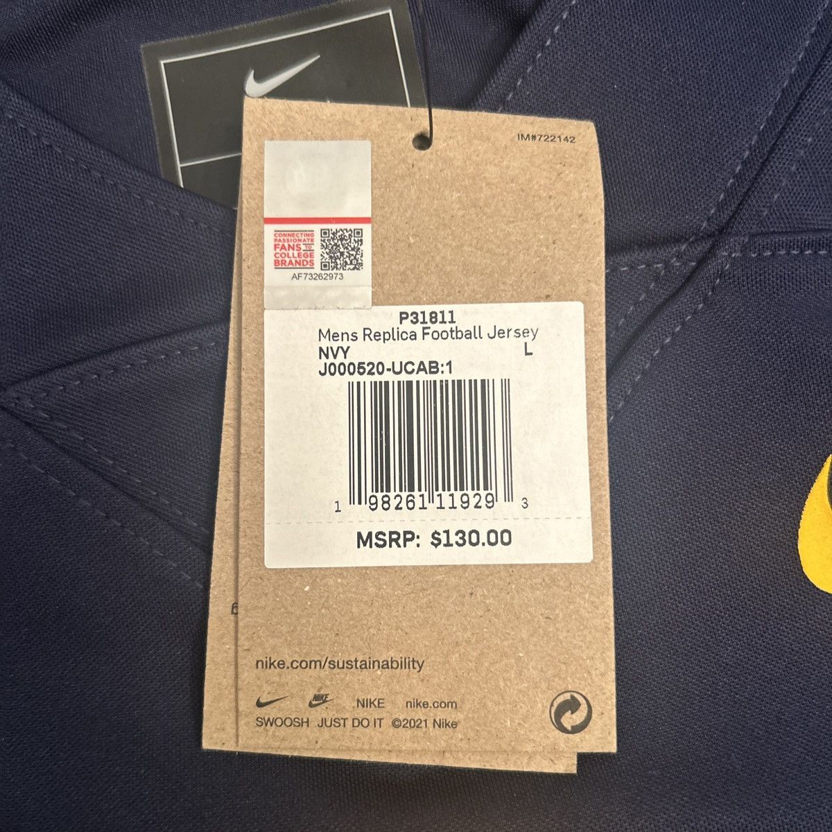 Nike Nike® Men's LARGE #1 Cal Bears Football Replica Jersey Size US L / EU 52-54 / 3 - 3 Thumbnail