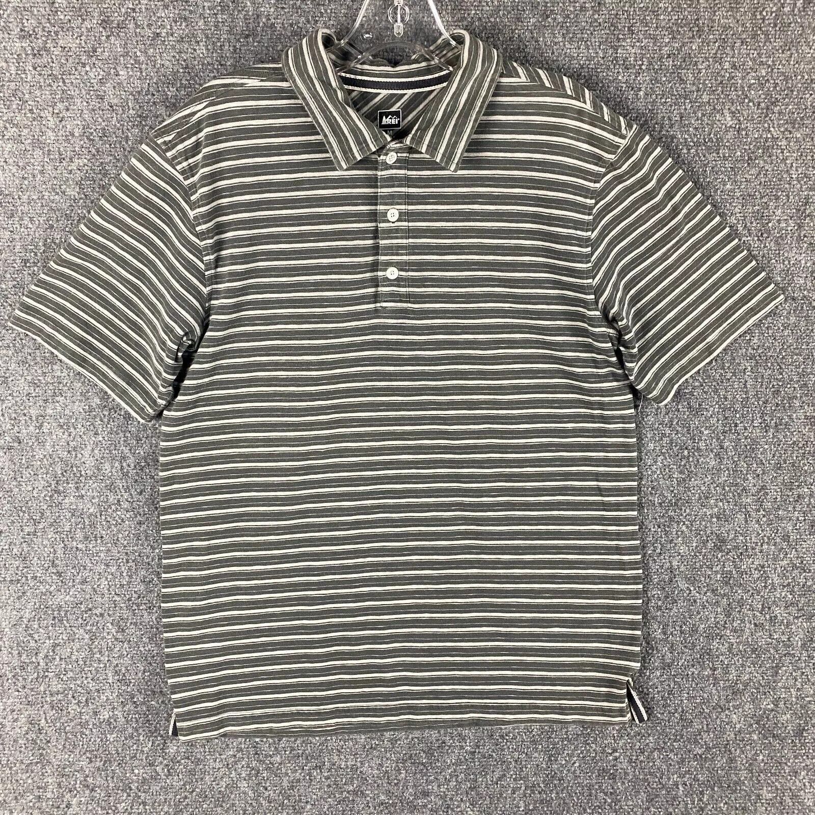 Rei REI Polo Shirt Men's Medium Striped Gray Casual Cotton Blend Size US M / EU 48-50 / 2 - 1 Thumbnail