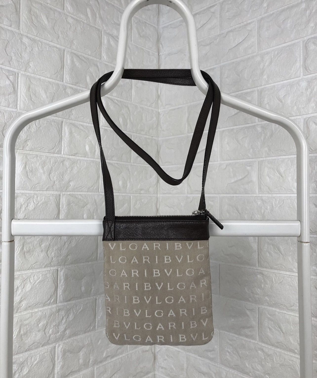 Bvlgari Bvlgari Logomania 22588 Women's Canvas Shoulder Bag Beige Size ONE SIZE - 1 Thumbnail