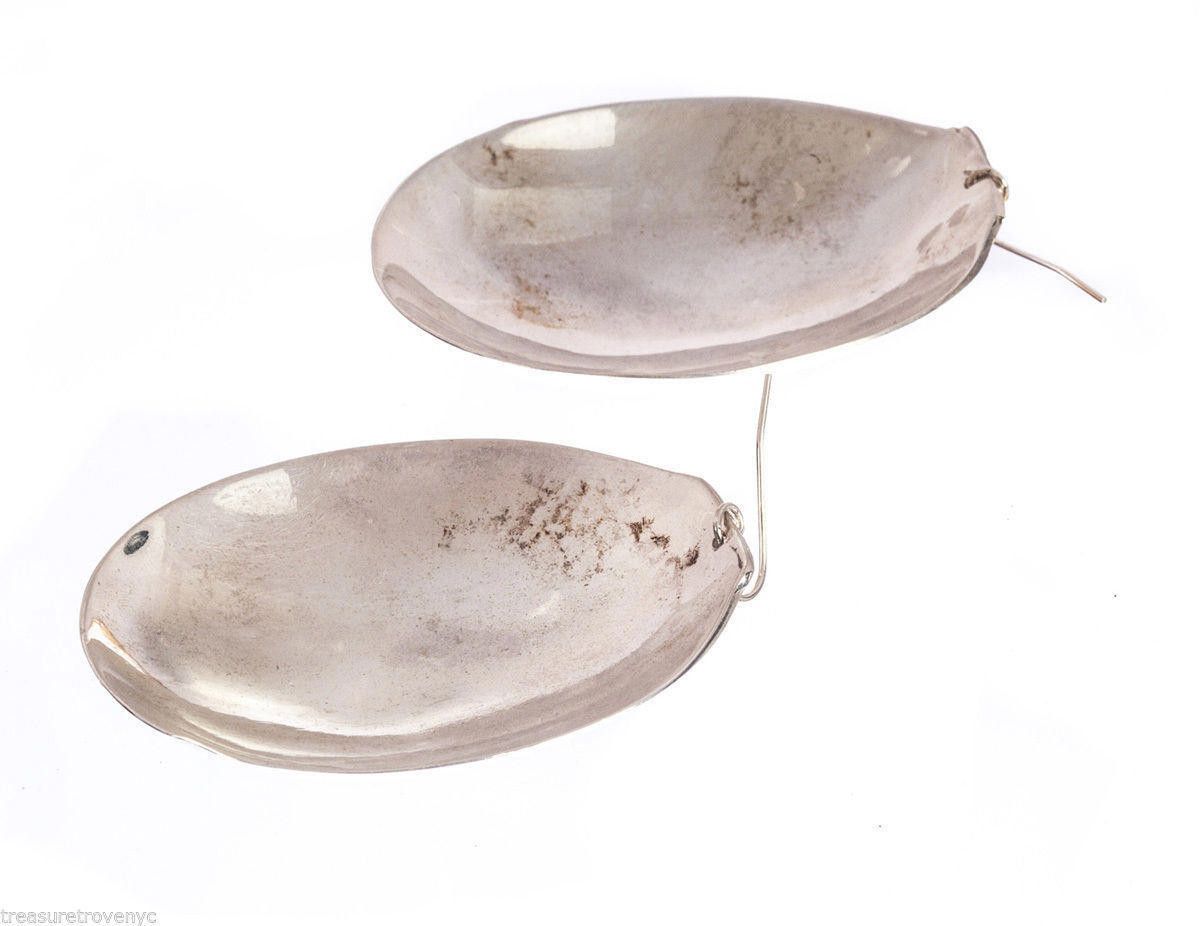 Designer Sterling Silver Plated Brass Soup Spoon Earring Alberto Juan Size ONE SIZE - 4 Thumbnail
