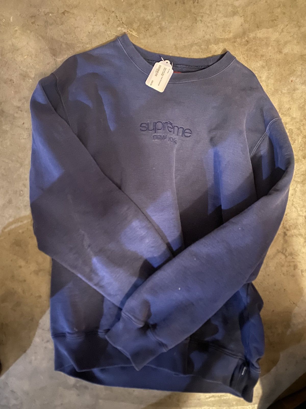 Supreme Supreme Navy Classic Logo Crewneck Size US L / EU 52-54 / 3 - 1 Thumbnail