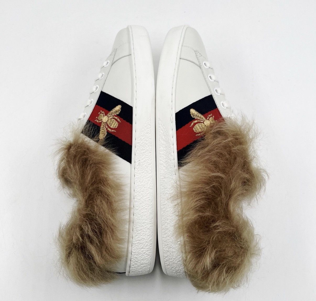 Gucci GUCCI ACE White Bee Embroidered Leather Low-Top Sneakers K12 Size US 8 / EU 41 - 2 Thumbnail