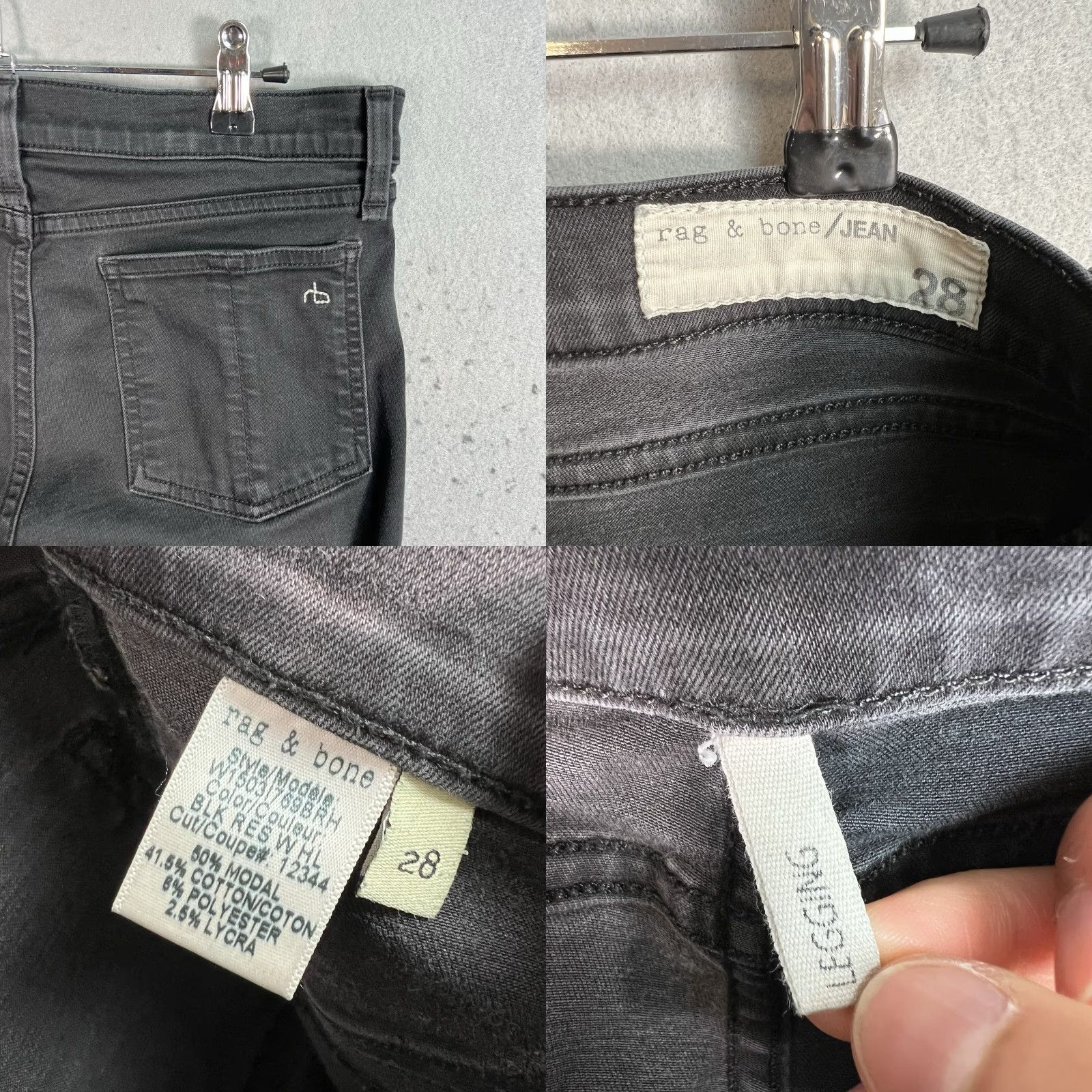 Rag & Bone Rag Bone Jeans Size 28 Black Midrise Stretchy Skinny Legging Womens Size 28" / US 6 / IT 42 - 8 Thumbnail