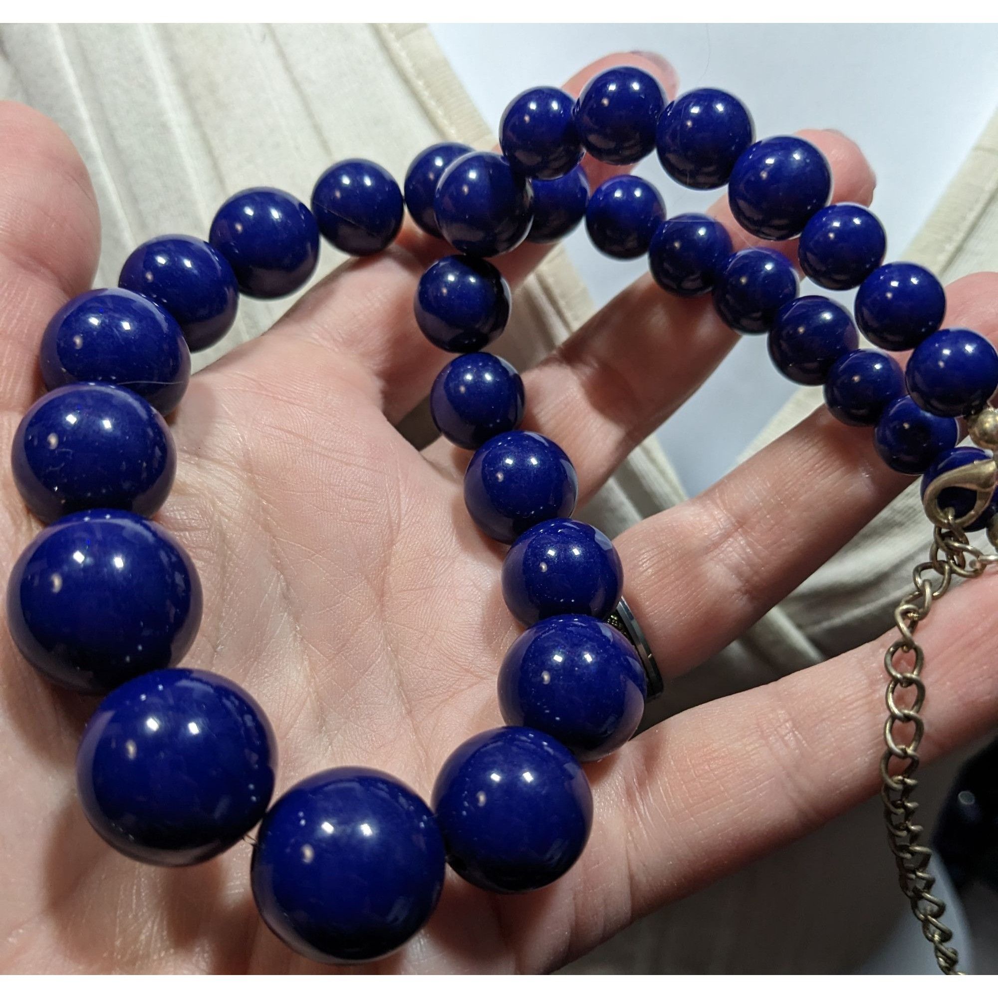 Other Retro Blue Beaded Necklace With Adjustable Chain Clasp Size ONE SIZE - 5 Thumbnail