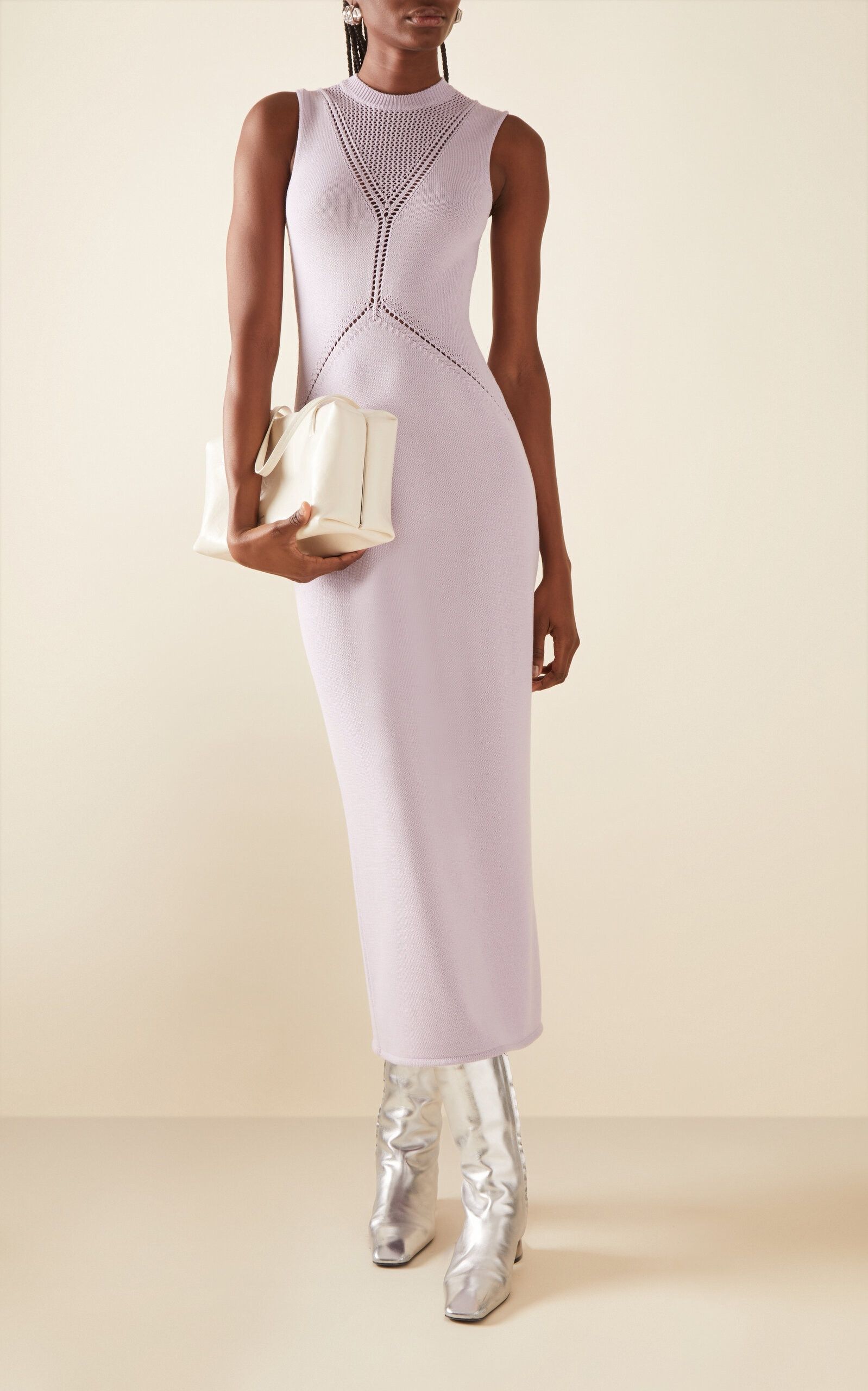 Jil Sander o1w1db10825 Midi Dress in Purple Size S / US 4 / IT 40 - 2 Thumbnail