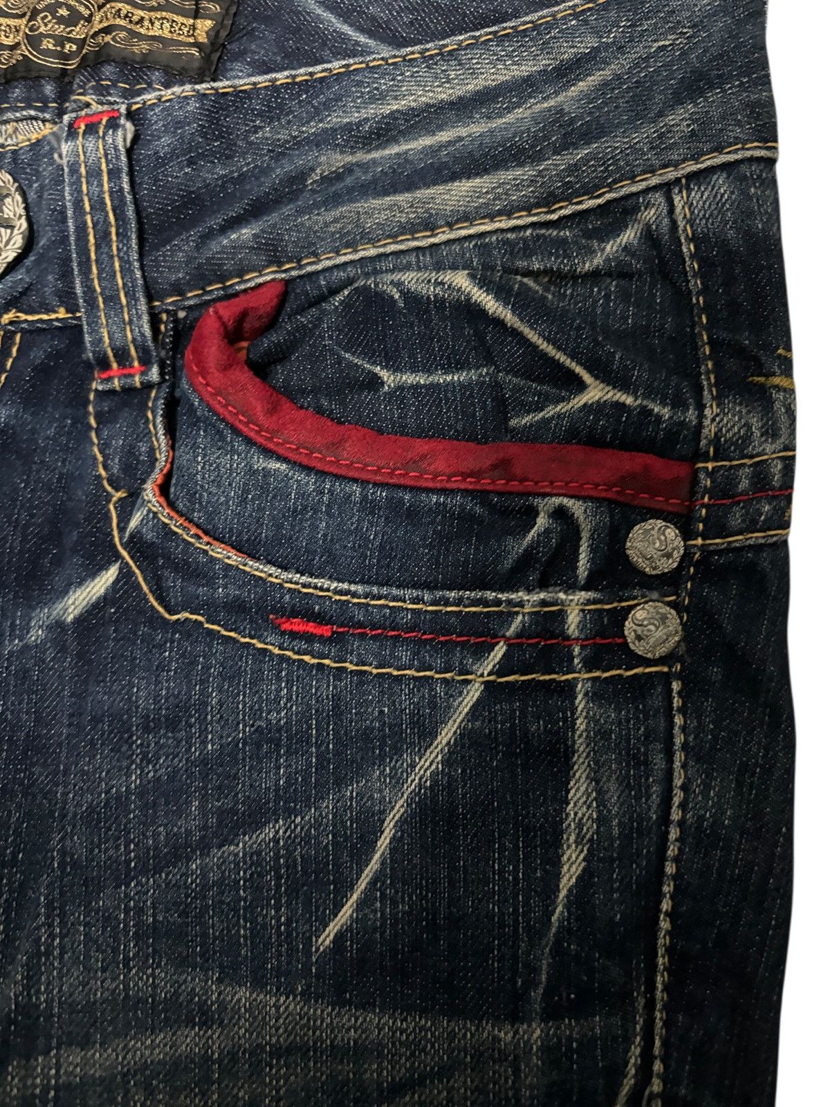 Japanese Brand Y2K Studio R.P Red Pepper Flare Denim Jeans Size 28" / US 6 / IT 42 - 6 Thumbnail